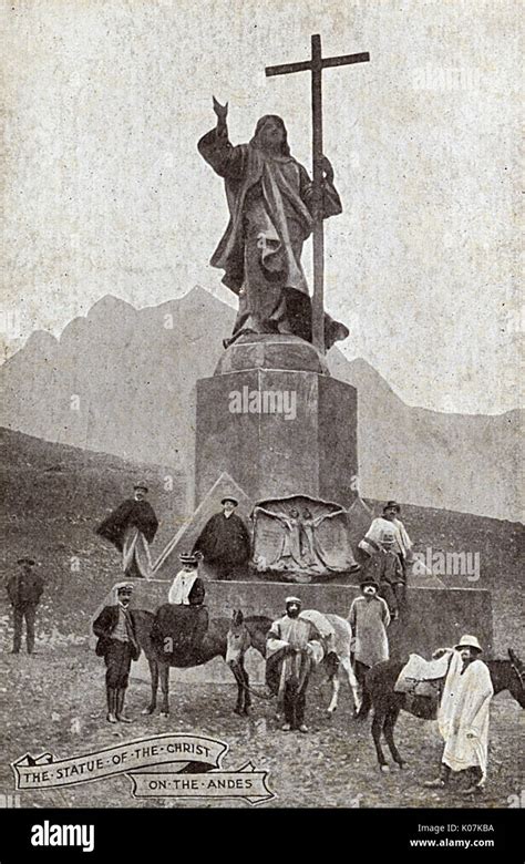 Statue, Christ the Redeemer of the Andes, in the Uspallata Pass, Andes ...