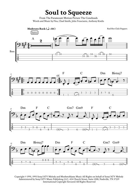 Soul To Squeeze Arr Yuri Noronha By Red Hot Chili Peppers Sheet Music For Bass Guitar Tab At