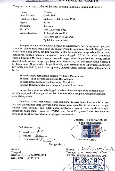 Detail Contoh Surat Pernyataan Tanah Tidak Sengketa Koleksi Nomer 13