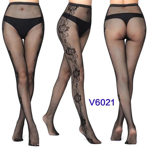 Bas en résille pour femmes Lingerie Sexy Tissage Jacquard Ultra fin Ajouré Solide