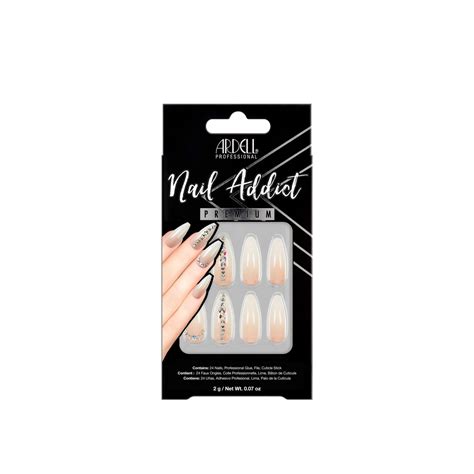 Ardell Nail Addict Premium Artificial Nails Nude Light Crystals X USA