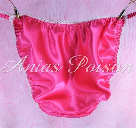 Valentine S Day Hot Pink Satin String Bikini Silky Joe Etsy
