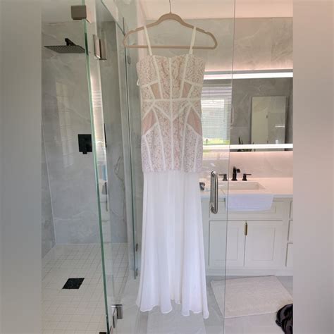 BCBGMaxAzria Dresses Rare Bcbg Nude Lace Chiffon Dress Poshmark