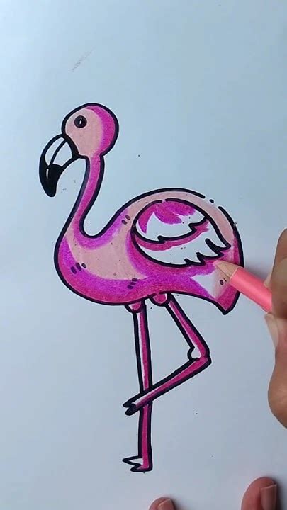 How to draw flamingo 🦩 cara menggambar flamingo #drawing #easydrawing #