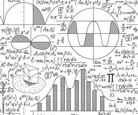 Scientific Vector Seamless Pattern With Handwritten Math Calculations