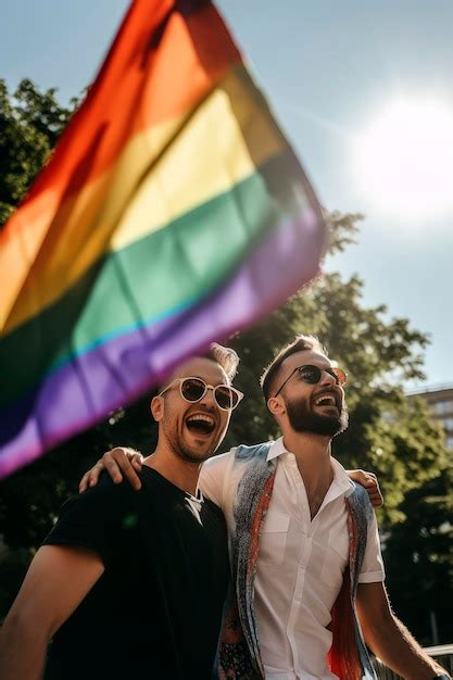 Ilustraci N Generativa De Ia De Retrato De Dos Hombres Gay Enamorados Y Muy Emocionados En Las