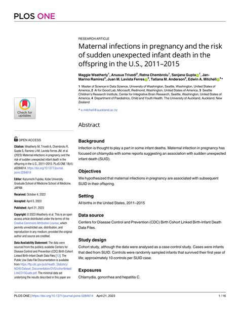 Pdf Maternal Infections In Pregnancy And The Risk Of Sudden Unexpected Infant Death In The