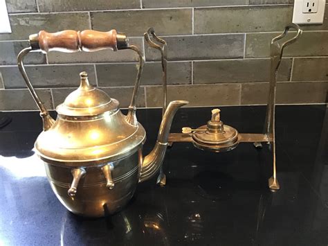 Antique Brass Tipping Spirit Kettle On Base With Warmer Etsy