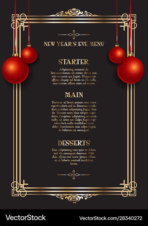 Elegant New Years Eve Menu Design Royalty Free Vector Image