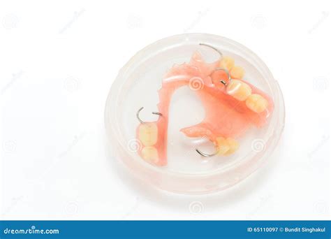 Set of Dentures in a Glass of Water Stock Image - Image of dentistry ...