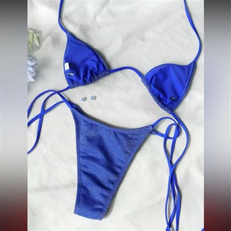 Swim Shiny Blue Bikini Cheeky Sexy String Bikini Bathing Suit Royal Blue Poshmark
