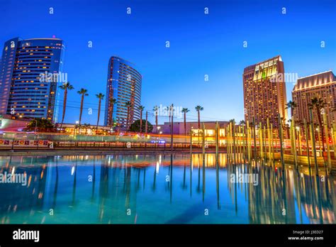 Downtown San Diego at night. . San Diego, California, USA Stock Photo ...