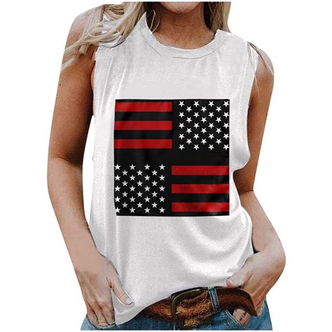 Hvyesh Womens USA Flag Tank Tops 4th Of July Graphic Shirts Loose Fit