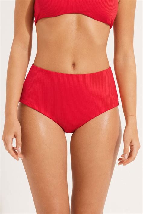 Slip Bikini Vita Alta In Microfibra Riciclata A Costine Classico Donna Tezenis Saldi