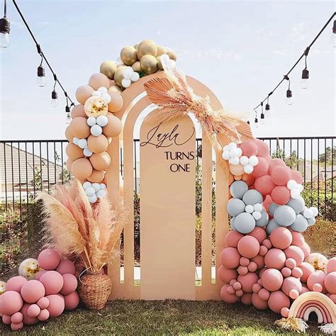 Ousuga Balloon Arch Garland Retro Balloons Garland Nude Apricot Balloon Boho Wedding Theme Party