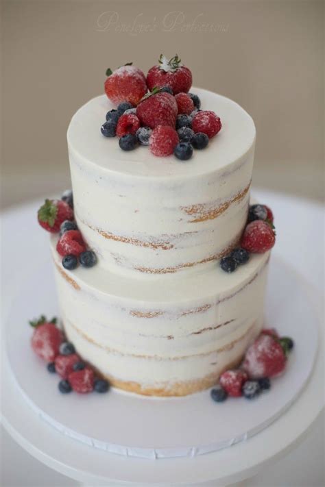 Semi Naked Cake With Frosted Berries