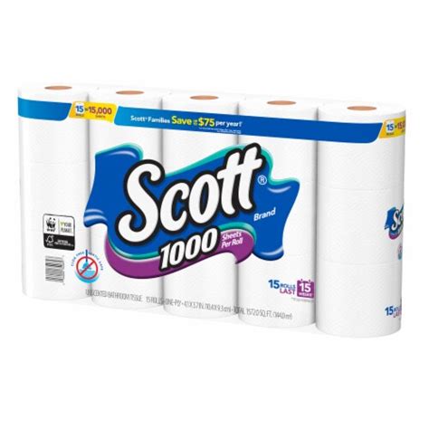 Scott 1000 Sheets Per Roll Unscented Bath Tissue, 15 rolls - Fry’s Food Stores