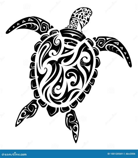 Maori Style Turtle Tattoo Stock Vector Illustration Of Polynesian 100120569