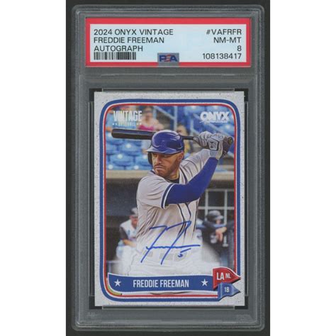 Freddie Freeman 2024 Onyx Vintage Autograph Vafrfr Psa 8 Pristine