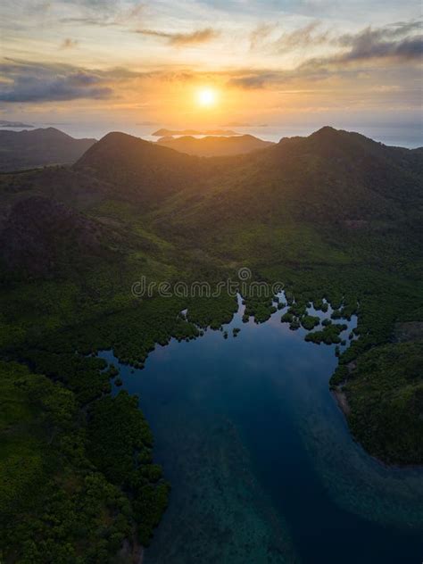 Aerial View Of A Sunrise Over Culion Island From El Nido To Coron Area