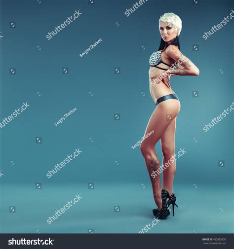 Sexy Blonde Woman Tattoos Posing Beautiful Stock Photo Shutterstock