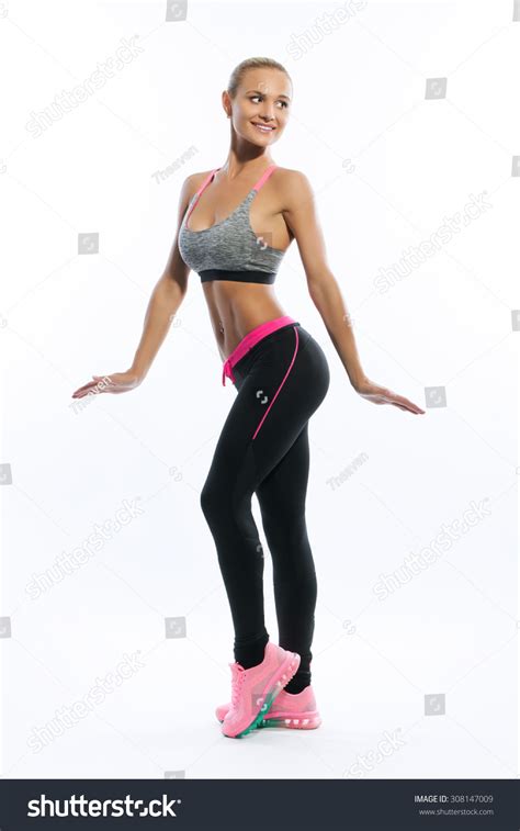 Smiling Sexy Fitness Blonde Woman Posing Stock Photo Edit Now 308147009