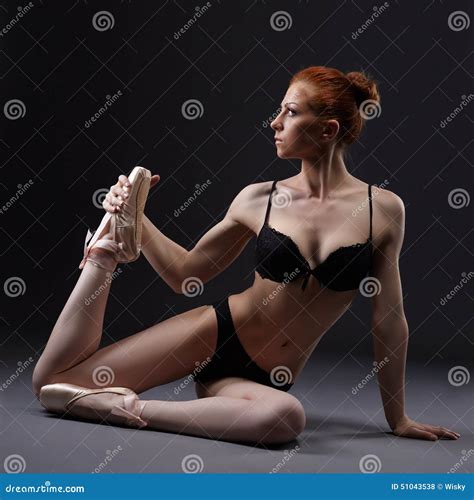 Sexual Red Haired Ballerina Posing In Lingerie Stock Photo Image Of Sporty Attractive
