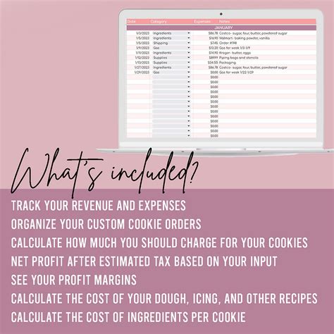 Bookkeeping Spreadsheet Hanamade Cookies