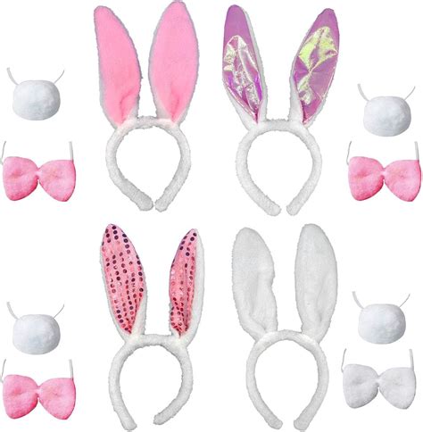 Jenich Set Hasenohren Haarreif Stirnband Bunny Hasen Ohren Haarreifen