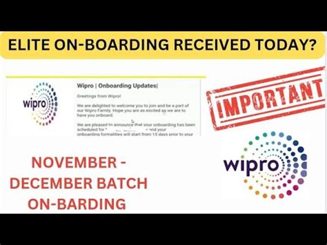 Wipro October November Batch Onboarding Update Wipro Onboarding