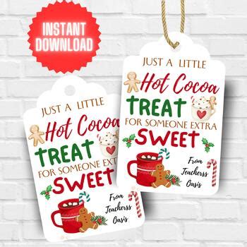 Hot Cocoa Christmas Gift Tag Sweet Treat For Someone Sweet Bag Tag Christmas
