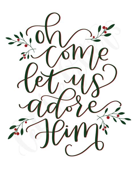 Oh Come Let Us Adore Him Printable Instant Download Digital Download Christmas Print Bible Verse ...