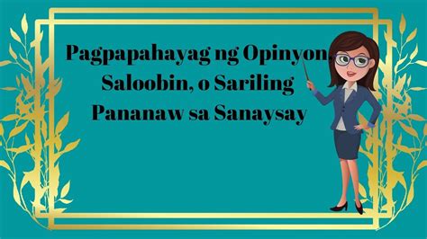 Ang Opinyon Ay Saloobin O Damdamin Isang Pananaw O Paniniwala Ng Isang