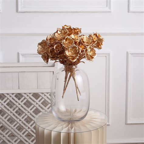 2-Pack 17" Metallic Gold Rose Bouquets | eFavormart.com