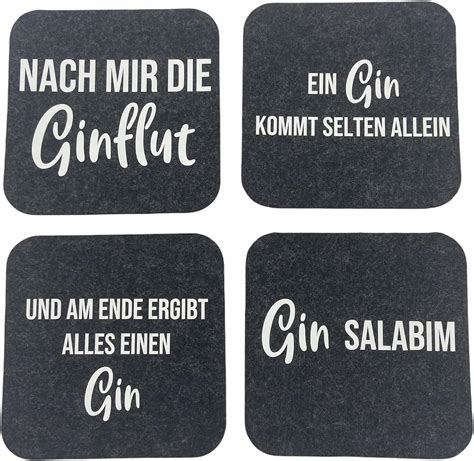 Filzuntersetzer Set Filz Gin mit Sprüchen Untersetzer Gläser