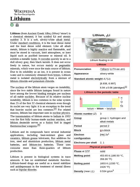 Lithium | PDF | Lithium | Isotope