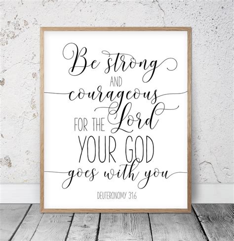 Deuteronomy 31 6 Be Strong And Courageous Scripture Wall Art Etsy