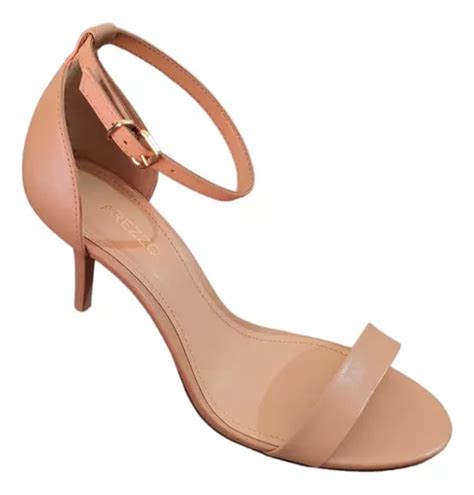 Sandália Feminina Salto Fino Couro Arezzo Nude A Parcelamento sem juros