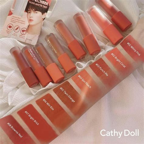 Cathy Doll Lip Cheek Nude Matte Tint New Shades Colour G Shopee Malaysia