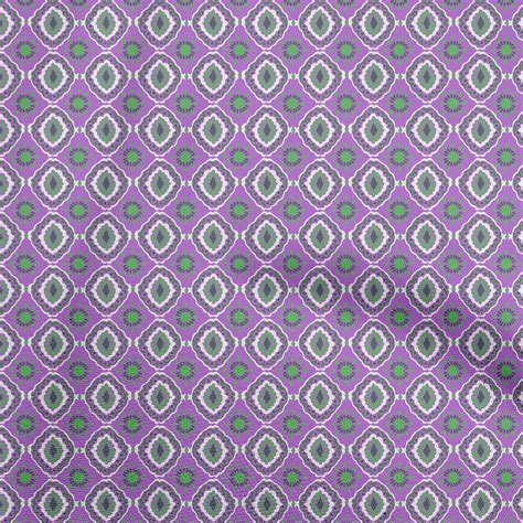 Oneoone Cotton Silk Purple Fabric Asian Block Sewing Material Print