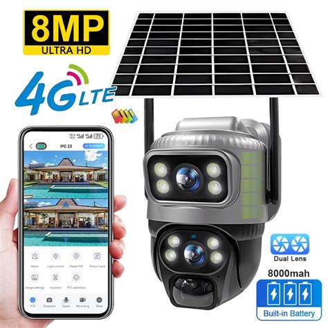 Купить Новая солнечная камера с двумя объективами, Wi-Fi 4G 8MP 4K PIR ...
