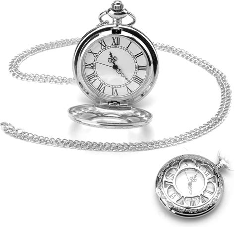 TNSLAND Vintage Taschenuhr Glatte Quarz Taschenuhr Mit Kette Antik