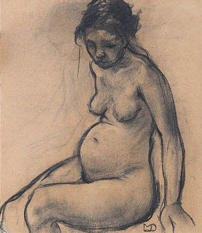 Maurice Dupuis Belgian 1882 1959 Sitting Naked Black Chalk On