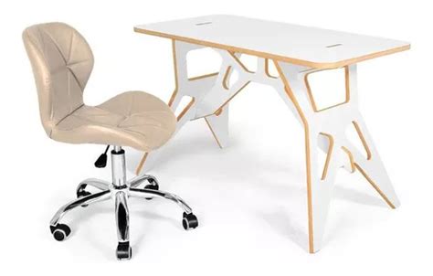 Kit De Escritorio Giratorio Paris Con Silla De Oficina Delgado Color Nude Mercadolibre