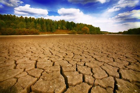 Land with dry and cracked ground. Climate change, dry lake - My Happy Footprint