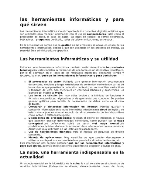 Las Herramientas Informáticas Y Para Qué Sirven Las Herramientas