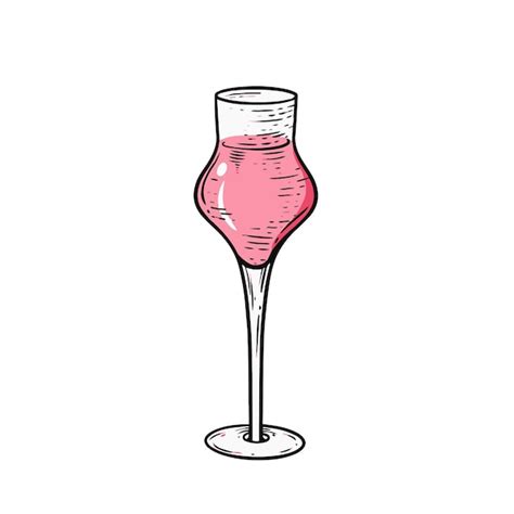 Ilustración de arte vectorial de cóctel rosa de estilo de dibujos