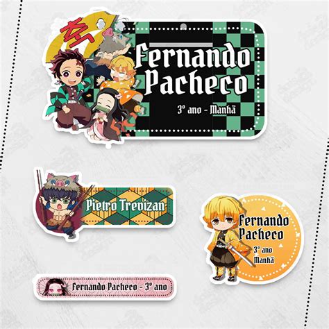 Etiquetas Escolares Demon Slayer Elo Produtos Especiais