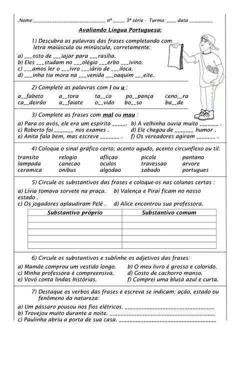 Avaliação De Portugues 4 Ano