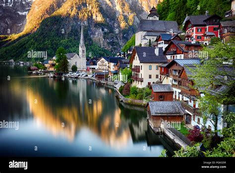 Hallstatt - Austria at sunrise Stock Photo - Alamy